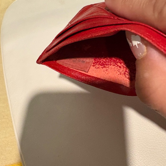 Authentic CHANEL Red Quilted Lambskin Leather Card Holder - Picture 6 of 10
